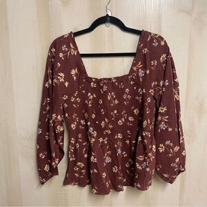 Madewell Smocked Floral Blouse Size 6